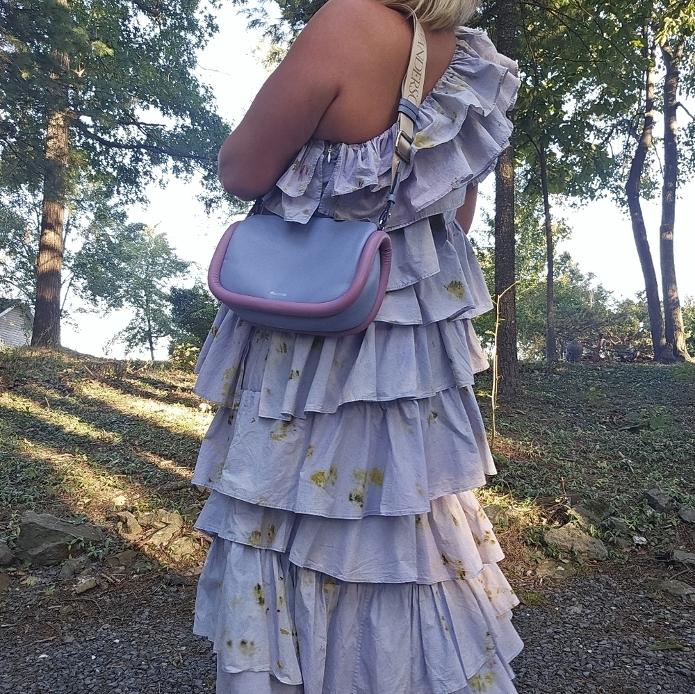 Remixed Ulla Johnson Tiered One Shoulder Cotton Ruffle Gown Size 16 - Picture 6 of 8